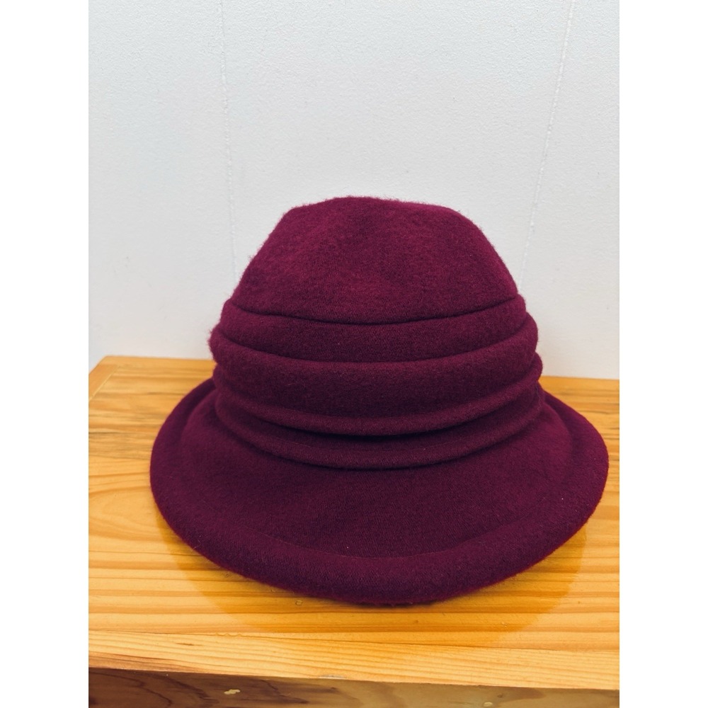 Parkhurst Burgundy Red 100%‎ Wool Cloche Hat Women One Size Lightweight Felt